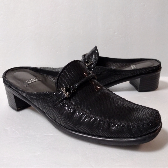 Stuart Weitzman Women's Snakeskin Leather Mules Slip-On Block Heel Shoe 9.5AA - Picture 1 of 11